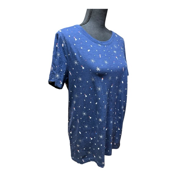 Loft Women's Blue Starry Print Top size L - Picture 4 of 6